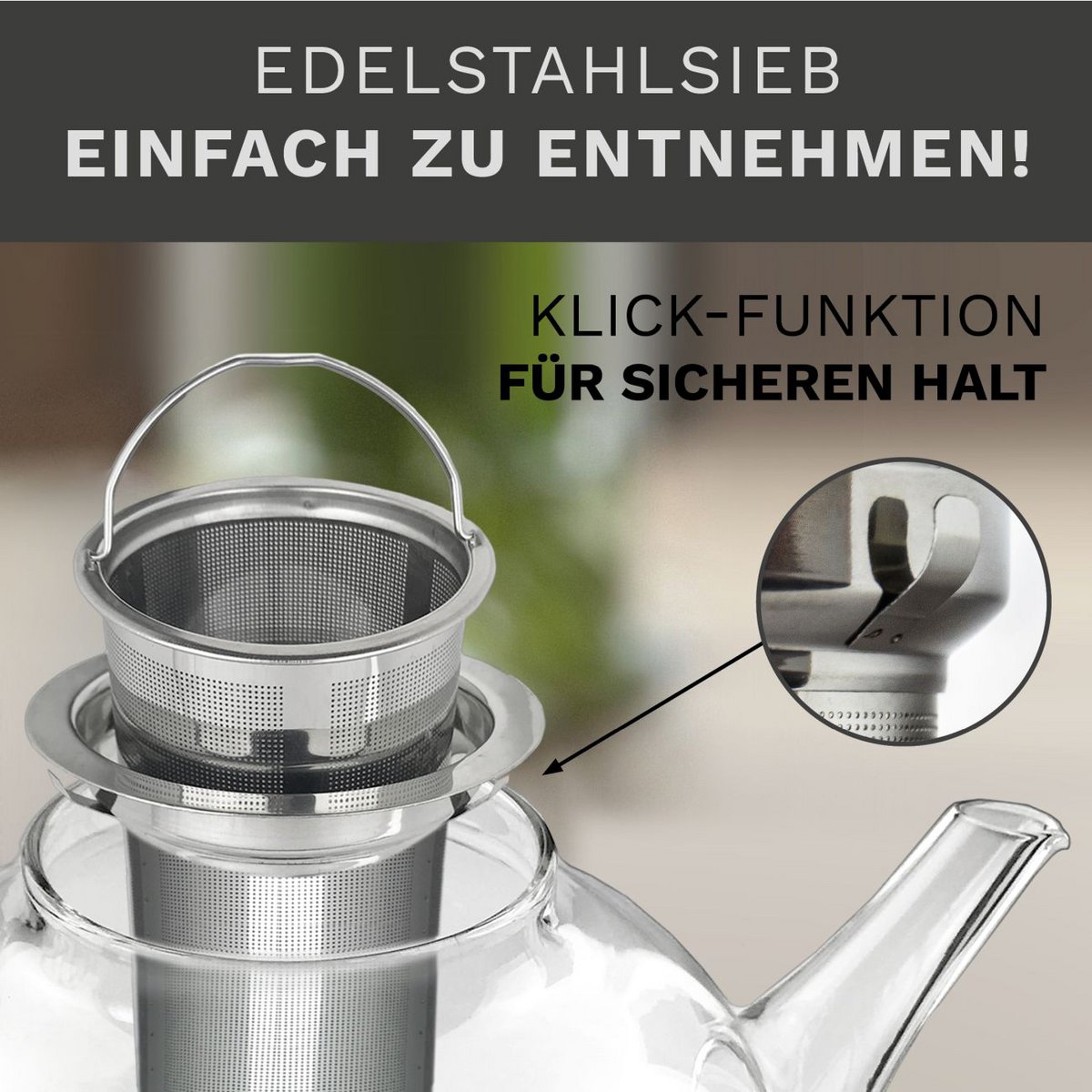 Creano Glas-Teekanne 1,6l mit Edelstahl-Sieb