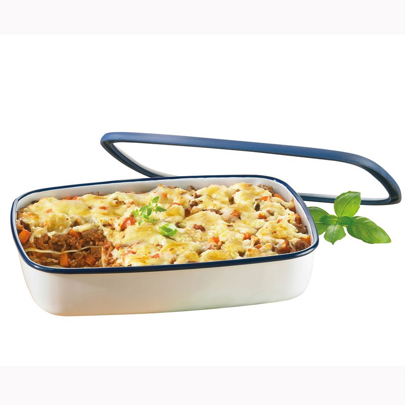 Contenitore piatto per alimenti smaltato, piatto XL, 3 litri