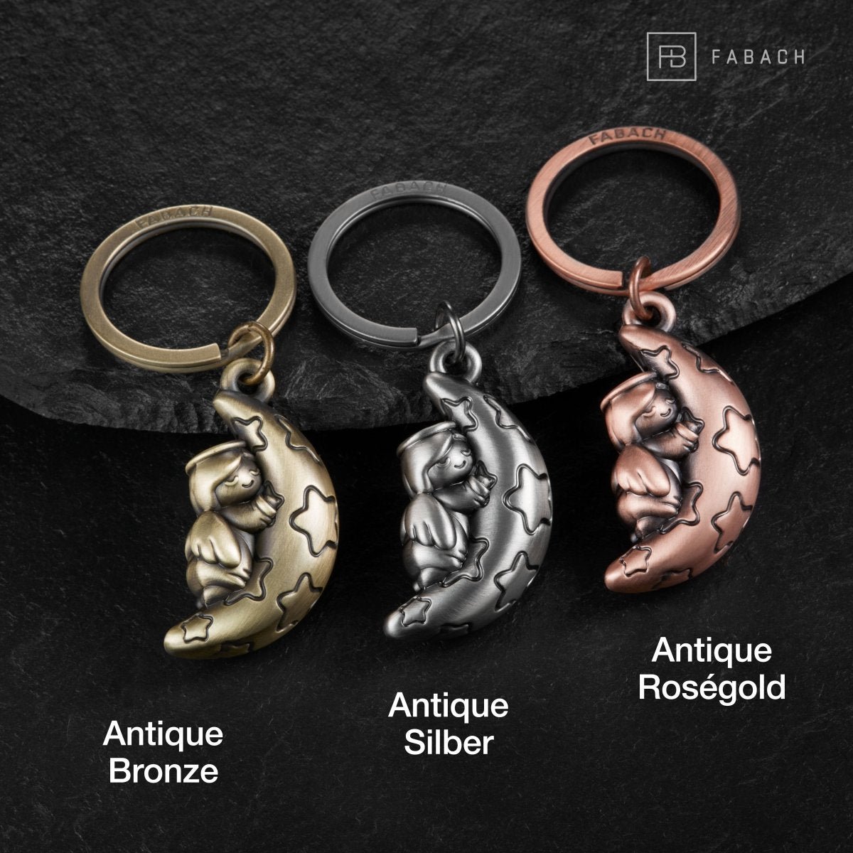 "Moony" guardian angel keychain - angel lucky charm - lucky angel with moon