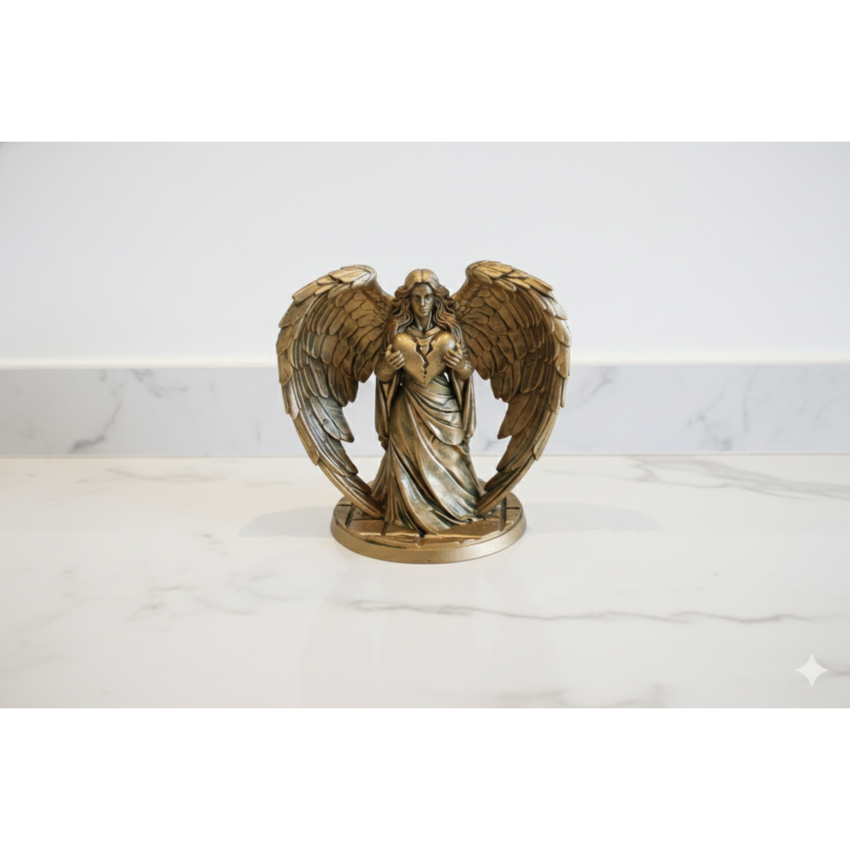 Sculpture d’ange avec cœur – peinte à la main