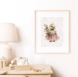 Duck nursery art print, duck poster, baby duck poster, pink girls room poster, cute duck print, girls nursery art print, girls room decor