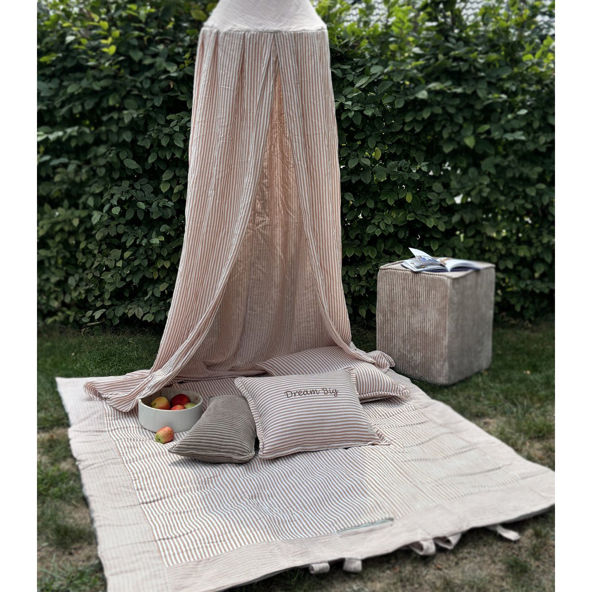 Beige Stripes  - Bed canopy