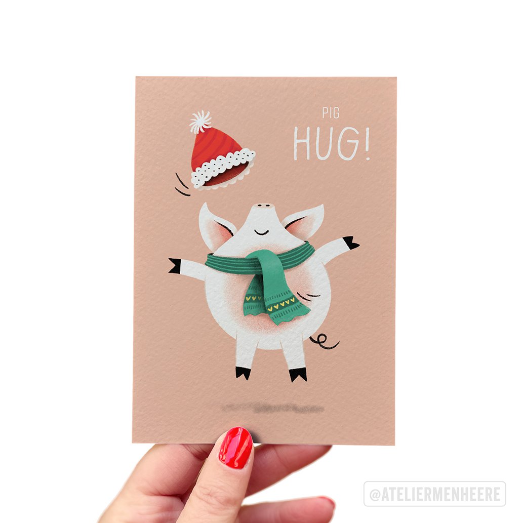 Ansichtkaart | Big Hug (Pig Hug)