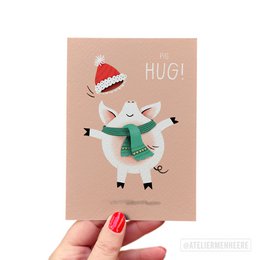 Ansichtkaart | Big Hug (Pig Hug)