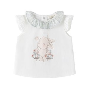 T-shirt voor babymeisjes, 3-24 m, kraag met ruches Plumeti konijn BGV66538