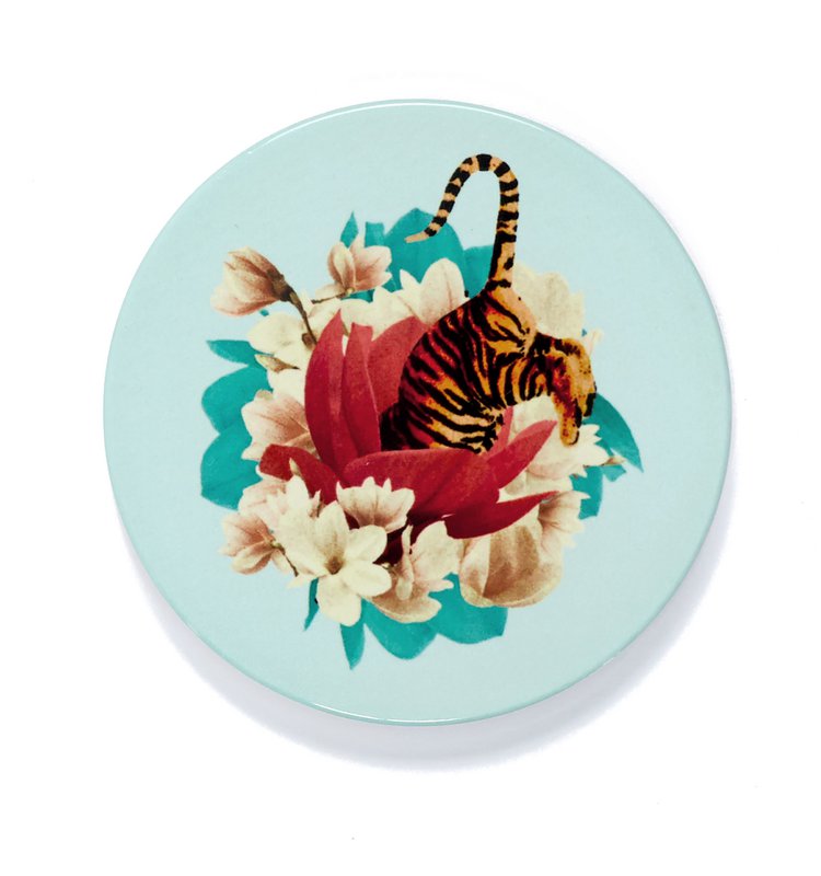 Tiger Flower Set aus 4 Keramikuntersetzern