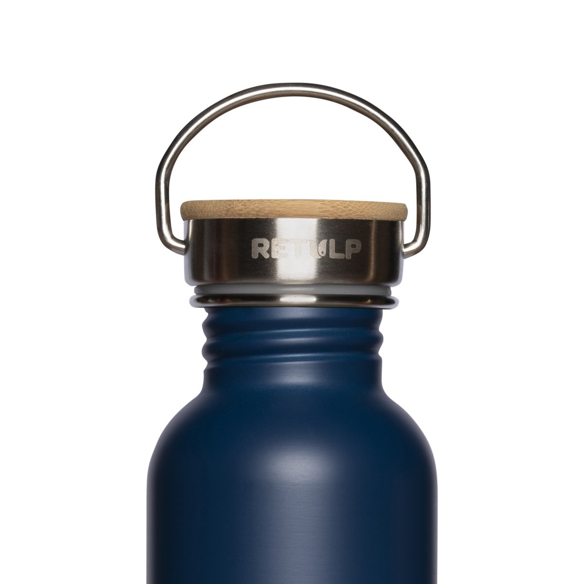 RVS drinkfles lekvrij bamboe dop Blue 750 ml