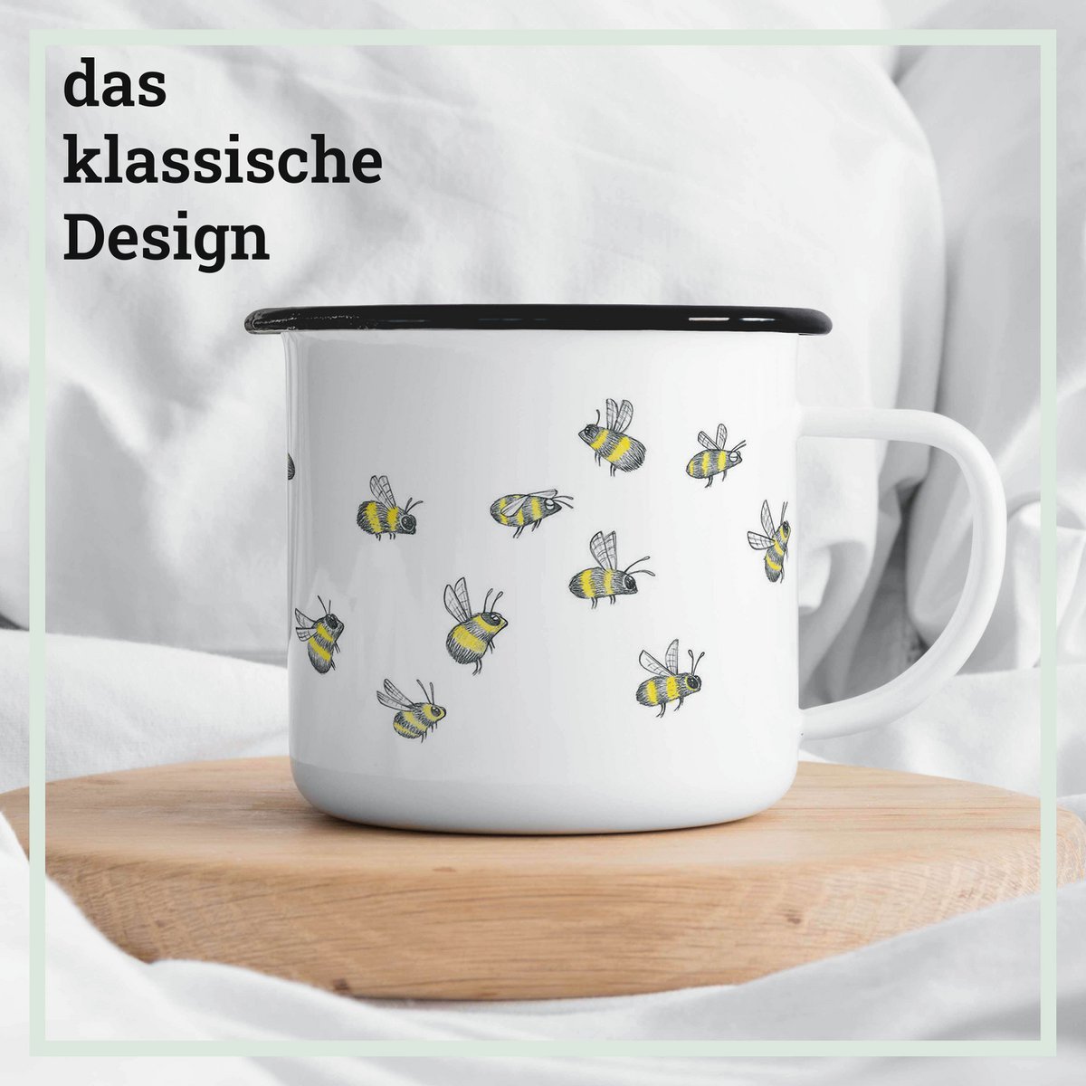 Emailletasse – Bienenschwarm