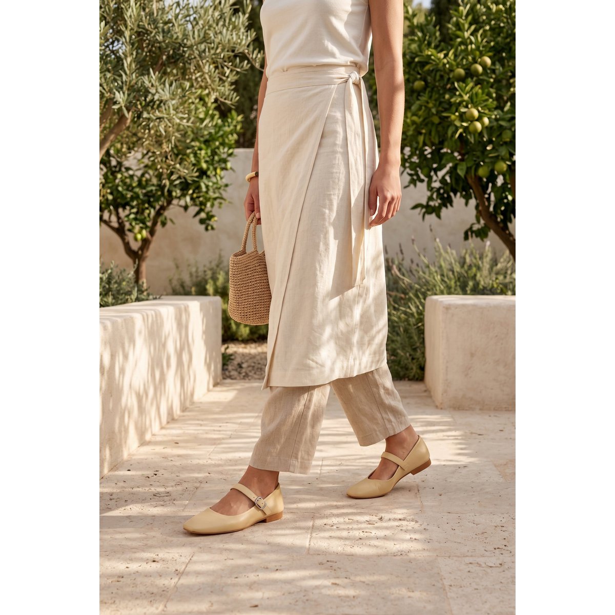 YOTA YELLOW – Mary-Jane-Ballerinas mit quadratischer Zehenpartie