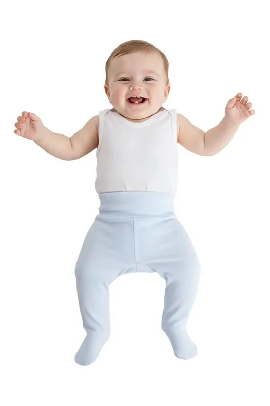 Pantaloni Baby In Cotone Garzato, Colore Blu