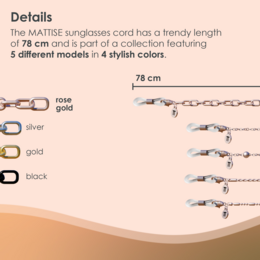 Glasses Cord Links Rose Gold — 100% Stainless Steel & Unisex Eyewear Cords for Women and Men — Glasses Chain with Extra Loops — Brillenkoord Brillenband Brillenkette Cordon de Lunettes Cordón Para Gafas