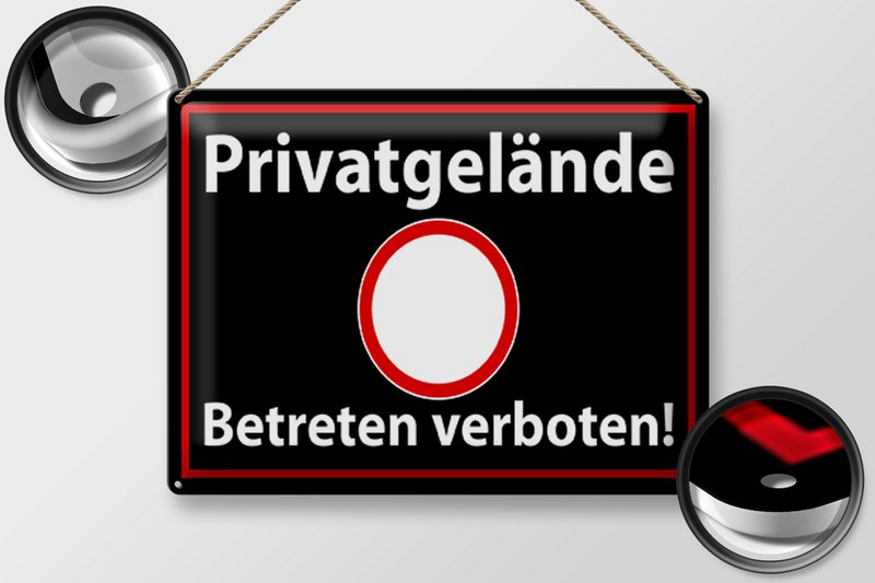 Tin sign notice 40x30cm private property black