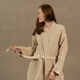 Peignoir gaufré en lin pour femme