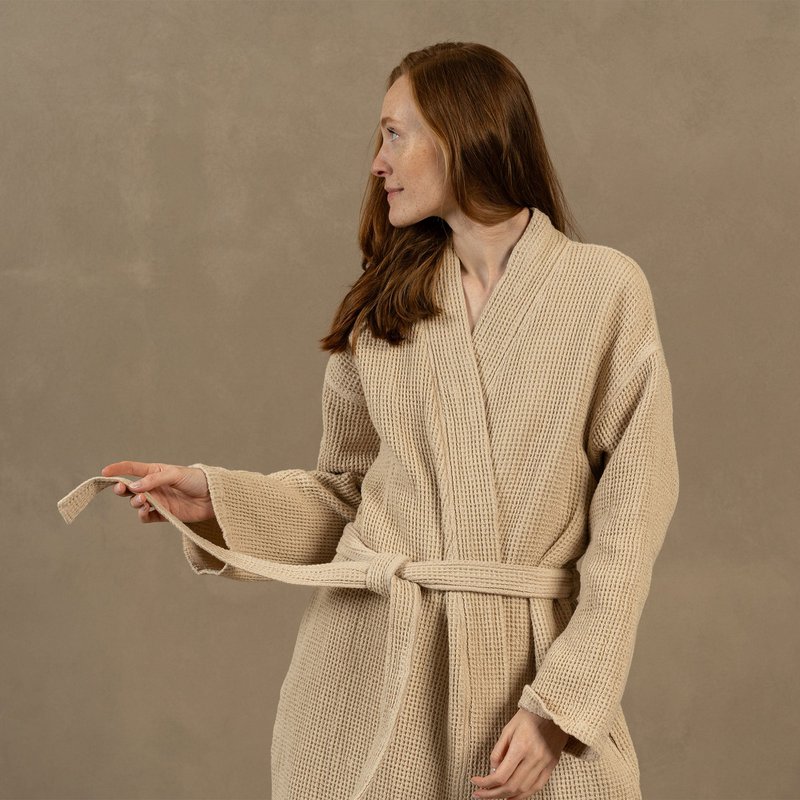 Peignoir gaufré en lin pour femme