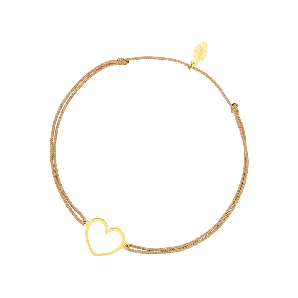 Geluksarmband GENTLE HEART, 14K geelgoud, beige