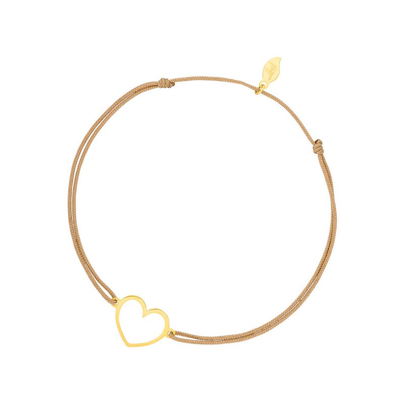 Bracciale portafortuna CUORE GENERE, oro giallo 14 K, beige