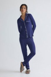 Langes Bambus-Pyjama-Set in Mitternacht