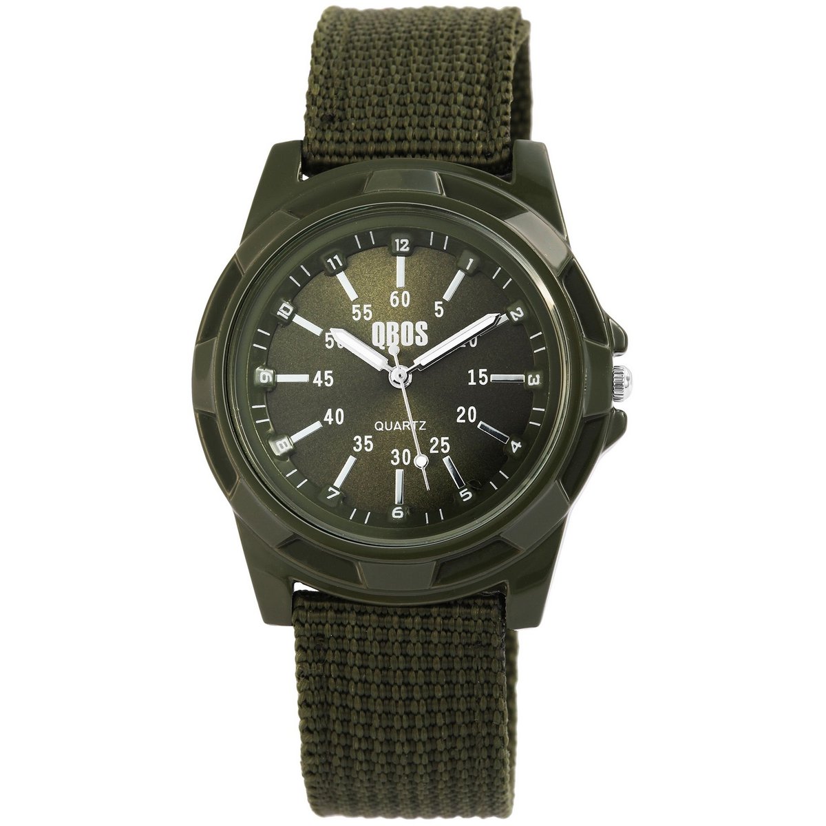 QBOS men's watch with textile strap, green