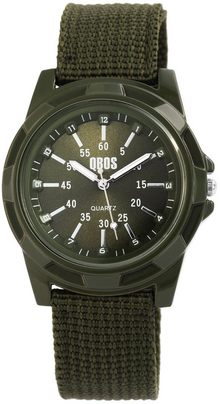 QBOS men's watch with textile strap, green