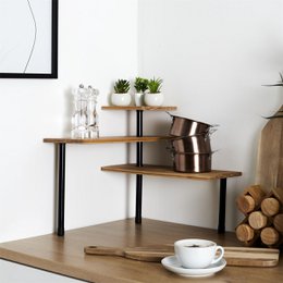 Bamboe Hoekrek – 3-Lagen - 43 x 27 x 43 cm - Ruimtebesparend Keuken Opbergrek – Badkamer Organizer - Hoekkastje – Duurzaam Plantenrek – Bruin