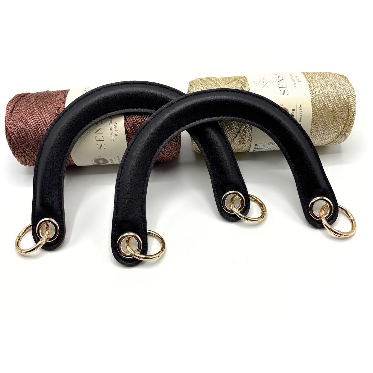C-Modell-Taschengriff aus PU-Leder mit Feder-O-Ring-Clip