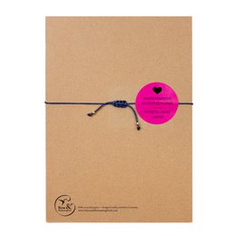 Bracelet on card - Smiley Gold - I give you a smile - 24K gold-plated pendant - Macrame - DIN A6 recycled card