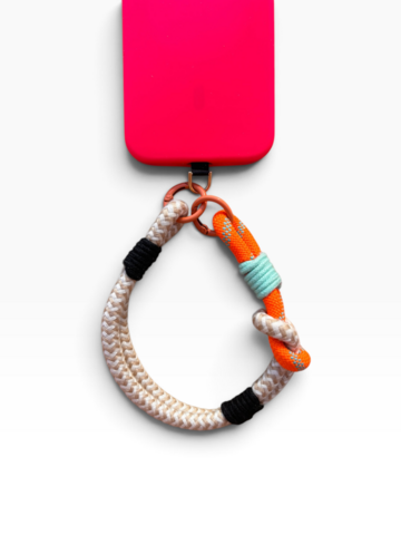 Sleutelhanger - gsm-ketting 'LUJA' - beige-oranje