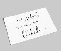 belettering kaart | Als je mooi wilt zijn, moet je lachen Deco ansichtkaart