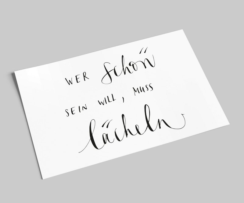 belettering kaart | Als je mooi wilt zijn, moet je lachen Deco ansichtkaart