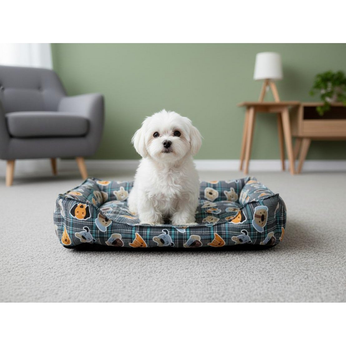 Yommy Semi-Waterproof Dog Bed | Durable Canvas & Plaid Pattern | Non-Slip Base + Waterproof Protection | Washable Pet Bed | Sizes M / L / XL | 5 Colors Available | Ideal for Medium and Large Dogs