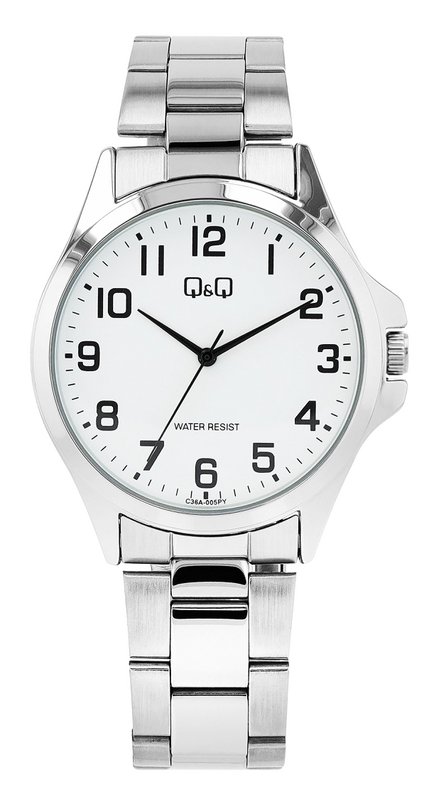 Q&Q men's watch, stainless steel strap, Ø 40 mm, silver/white