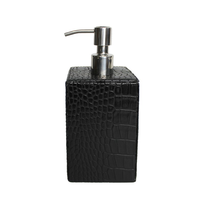 Soap dispenser faux leather crocodile black dispenser imitation leather