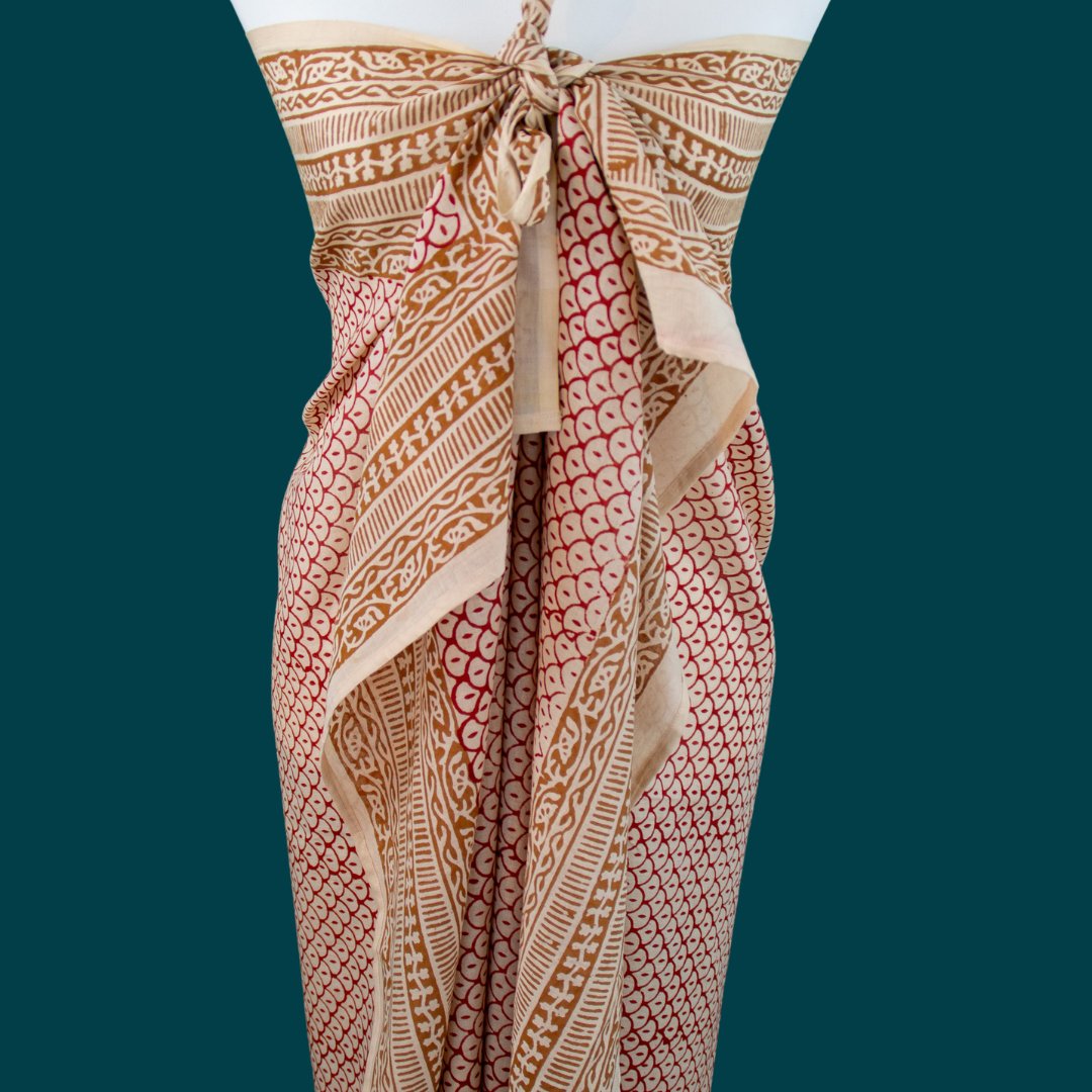 Yellow Pareo, Sarong, scarf, beach towel, summer scarf, shoulder cloth, wrap dress, made of 100% cotton, printed with natural colors, handmade