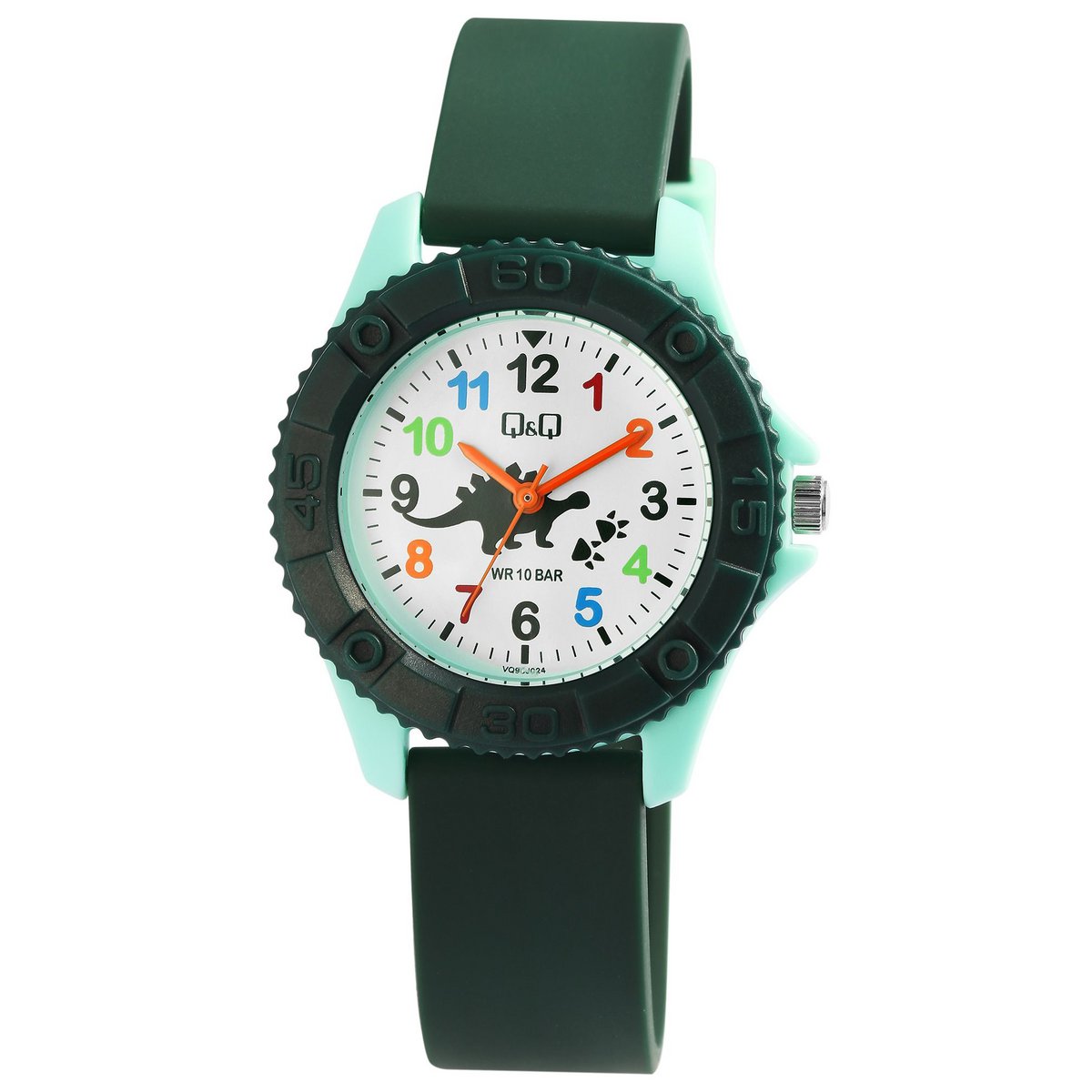 Montre enfant Q&Q, bracelet silicone, "Dinosaure", 10 bar, Ø 35 mm