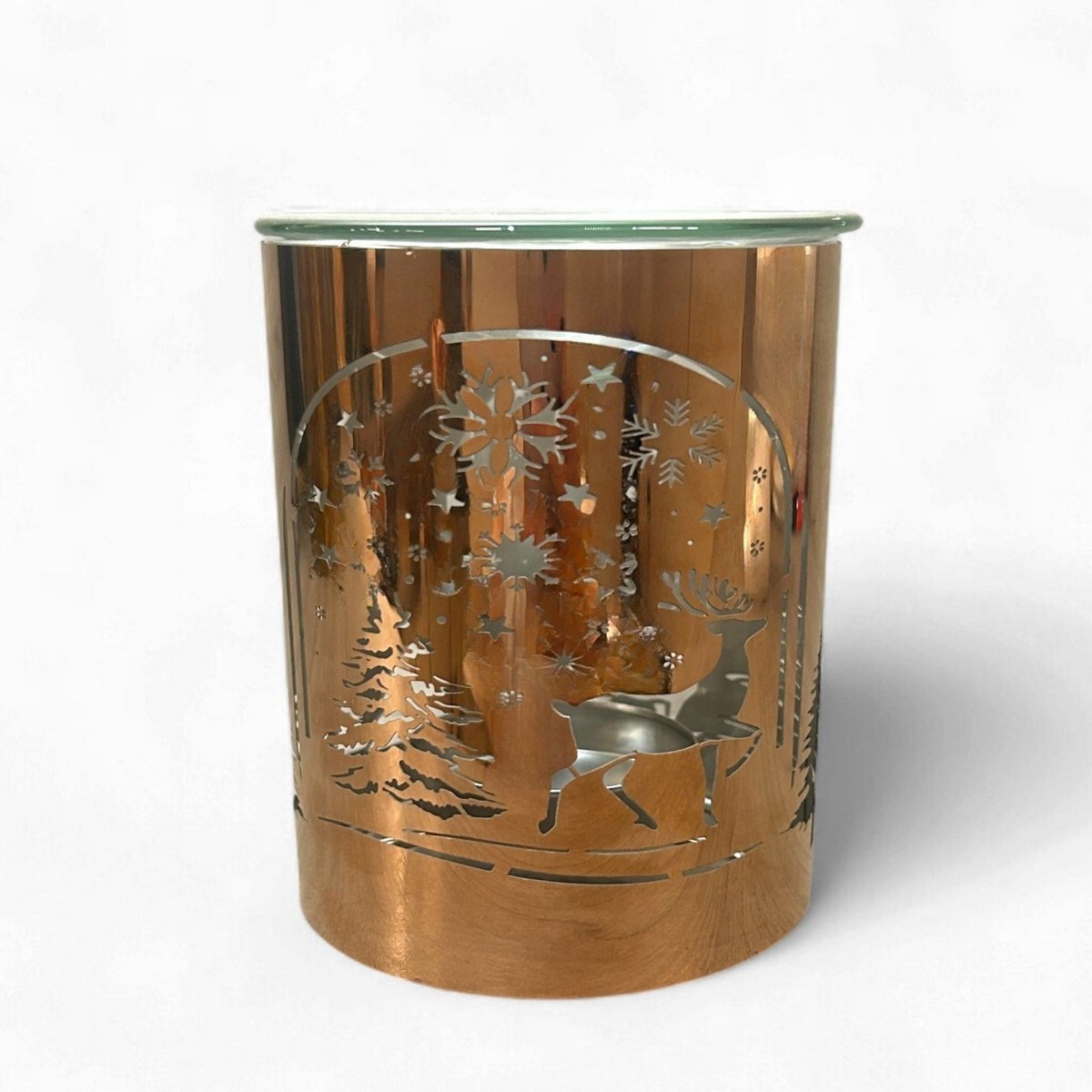 Brændt-parfum julemetallaserskæring-arch & rensdyr mønster-essentiel olier, voks og parfume-aftagelige glasskop-chic chic atmosfære