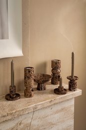 Candle Holder Marble Brown 10.2x4cm