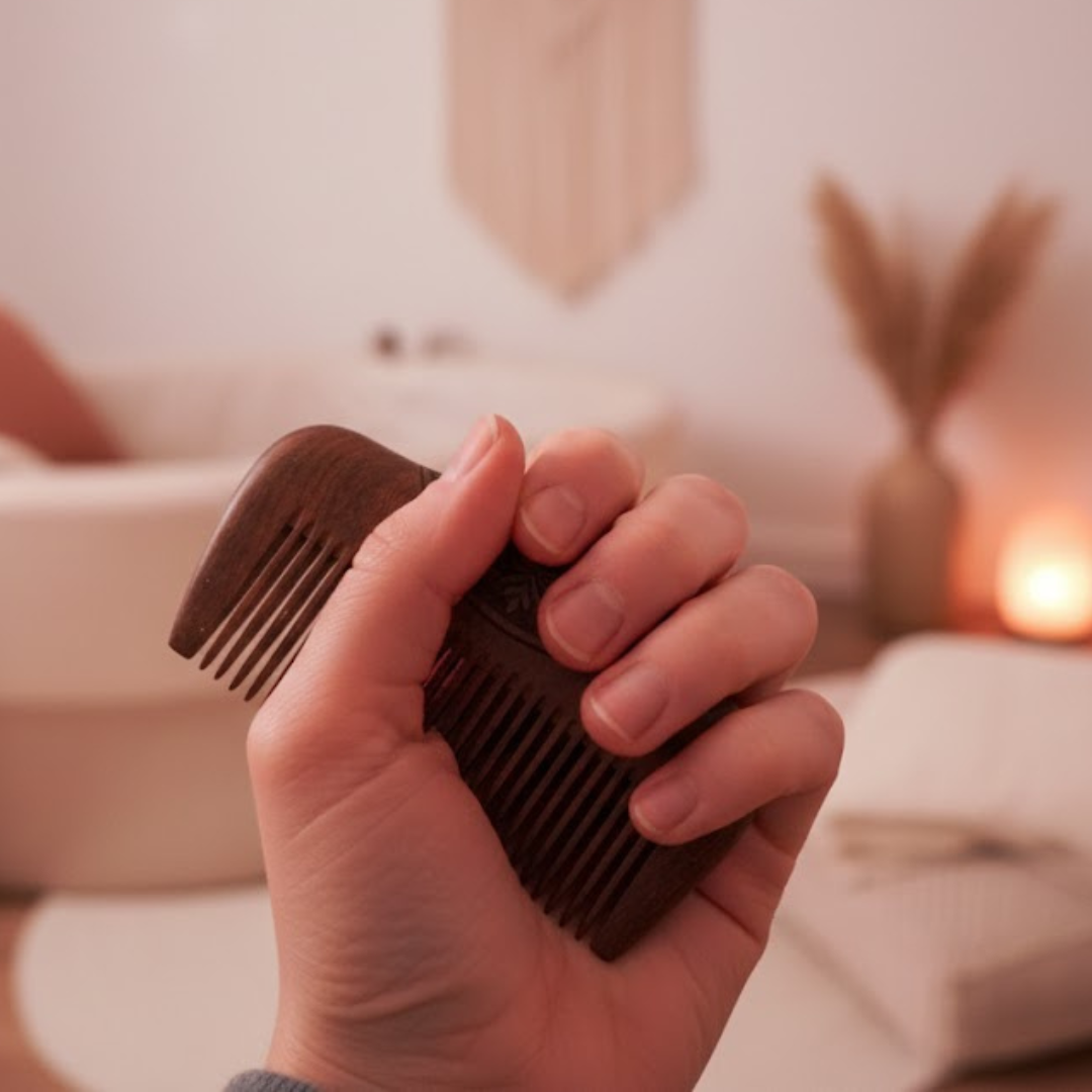 Ergonomisk kam - Sandeltræ - Stor