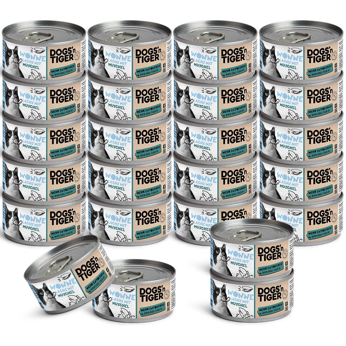 Dogs'n Tiger Adult, nourriture pour chats premium, bliss, nourriture humide, sans céréales, saumon et moules