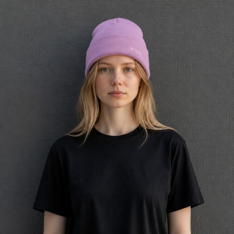 K5001CI | ORTLES - Unisex Cap in Tubular Stockinette Knit Made in Italy. Lilac color