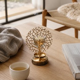 Inspiration Series Perfume Burner – Coral – Scented Waxes Heater – Interior Perfume Diffuser – Metal Pattern Candle Holder – Original and Decorative