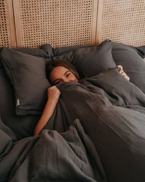 Muslin bed linen “Eliane” • Anthracite