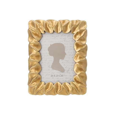 Decoratieve fotolijst van hars met gouden bloemblaadjes 24x19 cm