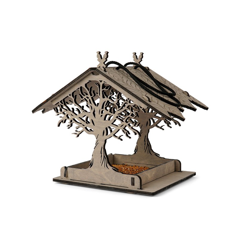 Hölzerne Vogelfutterleiter, minimalistischer Akzent für Garten, Hof und Terrasse