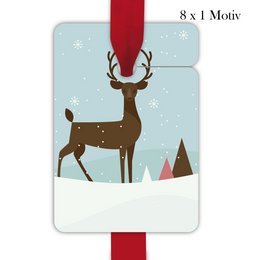 8 elegantes etiquetas de regalo de Navidad retro para Navidad con ciervos vintage para escribir, formato 10 x 6,9 cm