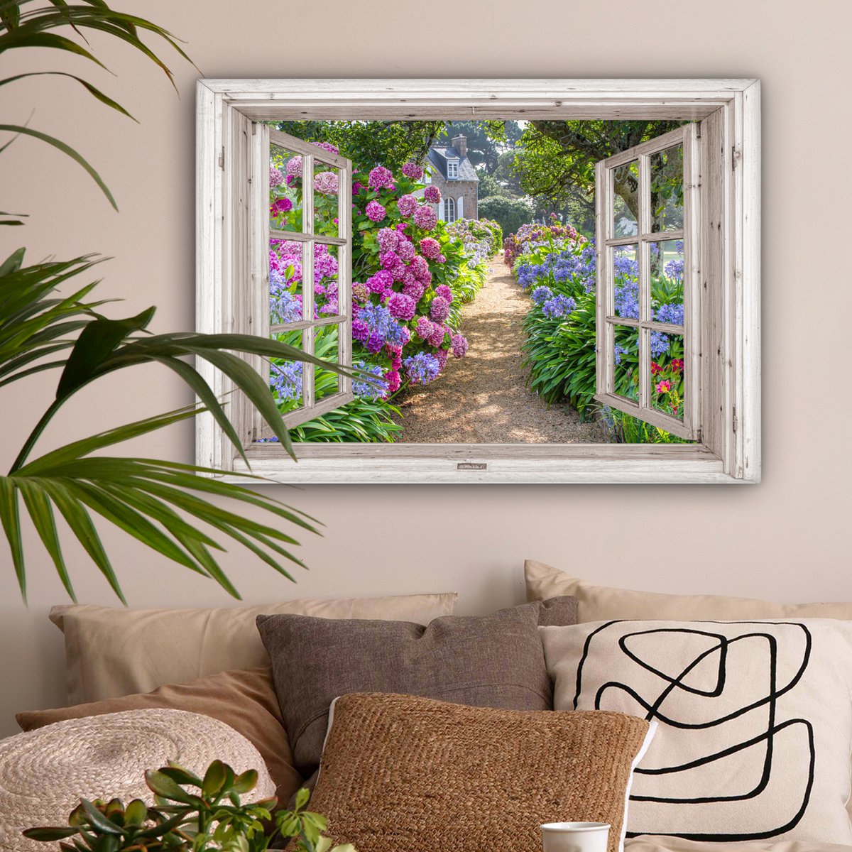 Leinwand Malerei - Wanddekoration - Hortensia - Blick - Blumen - Sommer - Lila - Pad