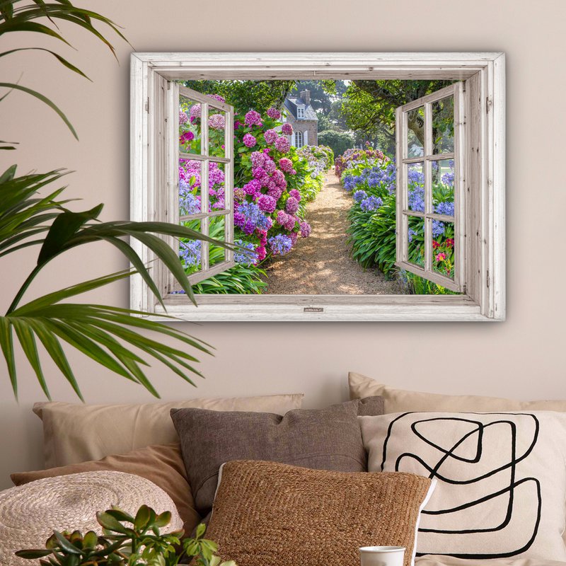 Canvas Maleri - Wall Decoration - Hortensia - View - Flowers - Summer - Purple - Pad