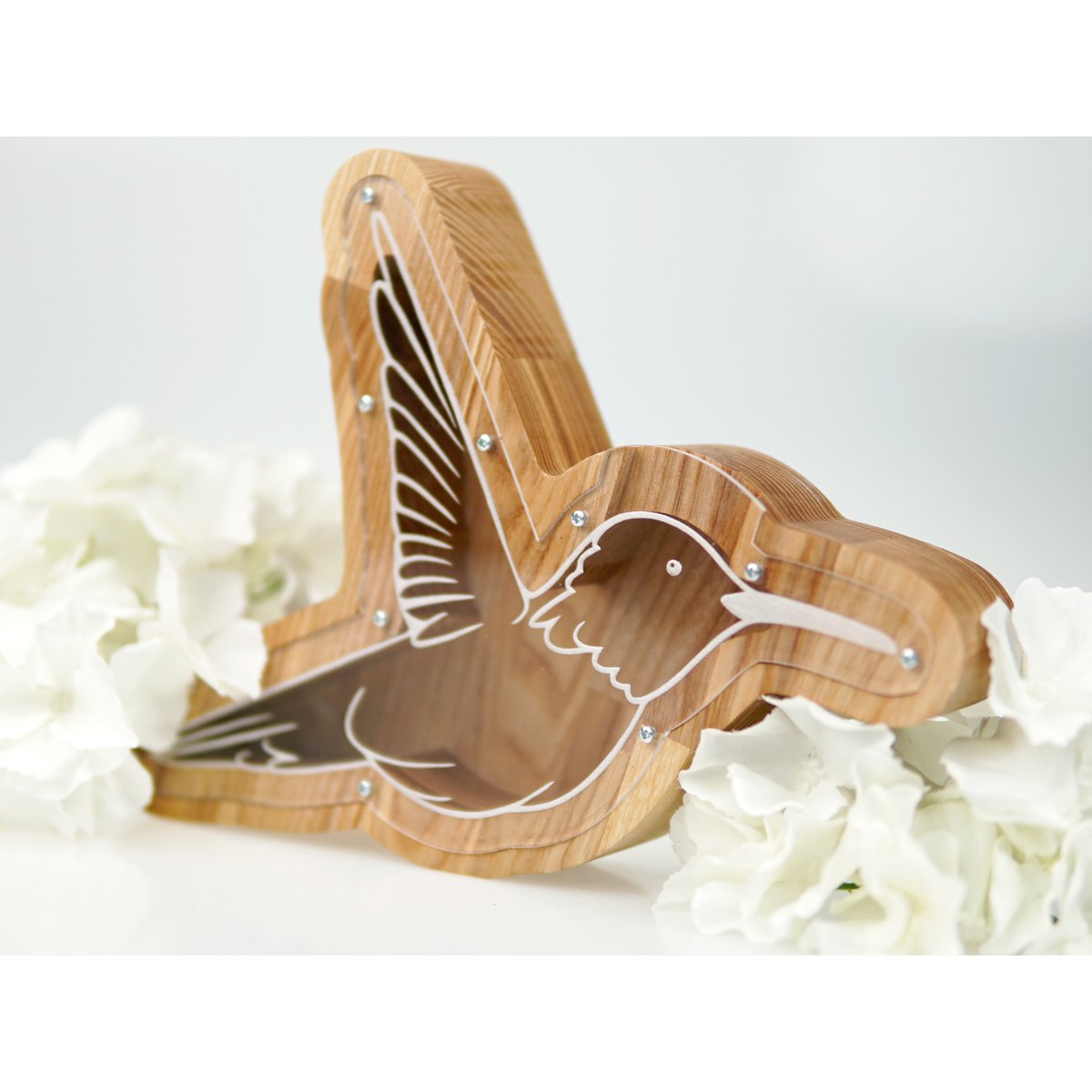 Wooden Piggy Bank Hummingbird