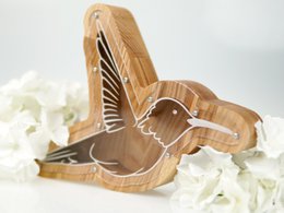 Wooden Piggy Bank Hummingbird