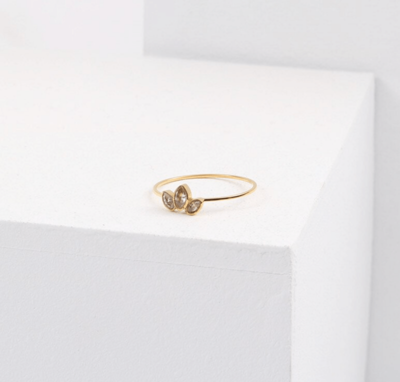 Lola - Dainty Crystal Gold Band