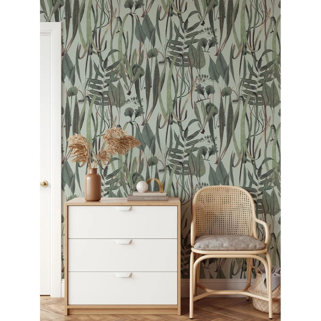 Vintage botanische kruiden behang